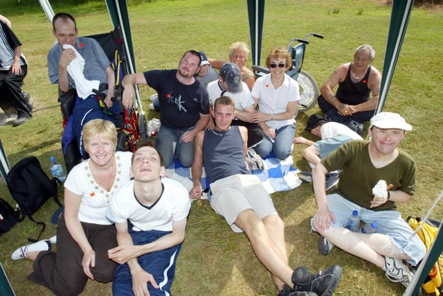 Some of the residents from Parkwood Day Centre at the end of a sponsored walk in 2006