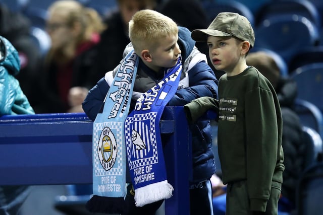 Young Wednesday fans at Hillsborough for the FA Cup fifth round tie with Manchester City last March.