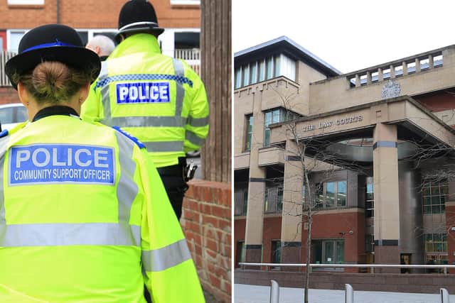 Sheffield Crown Court, pictured, has heard how a Sheffield pervert who was caught three times with indecent images of children has been spared from time behind bars.