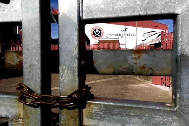 The gates are locked at Bramall Lane... and the training ground is closed as well. Pic: Chris Holt