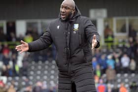 Owls boss Darren Moore at full time following SHeffield Wednesday's defeat to Forest Green Rovers    Pic Steve Ellis