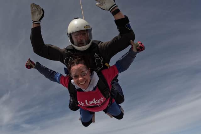 Leigh overcame her fear of heights and flying to support St Luke's