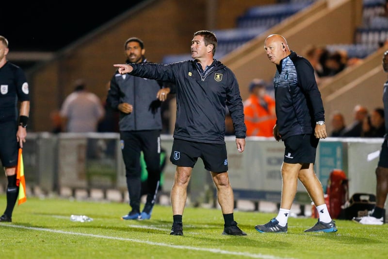 Mansfield manager Nigel Clough with first team coach Andy Garner