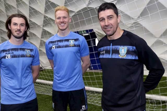 Joe Wildsmith and Cameron Dawson with new goalkeeper coach, Adriano Basso. (via swfc.co.uk/Steve Ellis)