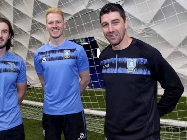 Joe Wildsmith and Cameron Dawson with new goalkeeper coach, Adriano Basso. (via swfc.co.uk/Steve Ellis)