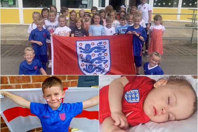 Young England fans from Hartlepool proudly sport their colours.