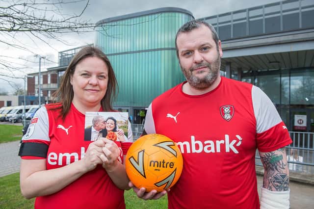 Leanne Harry and her brother Mark Rudman, who are planning a fundraising football match in memory of their dad Mark Rudman