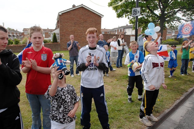 Fans on the streets to congratulate Pools in their promotion season. Does this bring back happy memories?