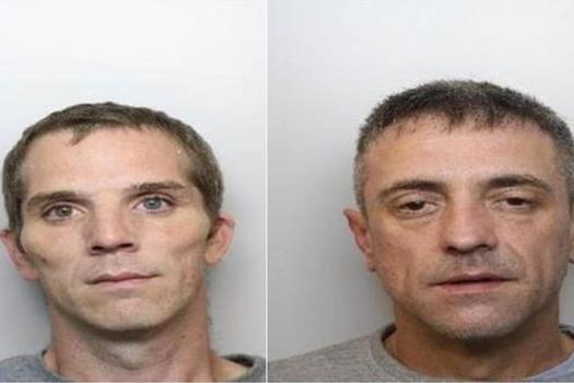 Pictured are Sheffield men David West, left, and Wayne Clark who have been jailed for a total of 21 years between them for a spate of armed robberies. Sheffield Crown Court heard how West, aged 38, of Barrie Road, Southey Green, and Wayne Clark, 40, of Westwood Court, High Green, targeted post offices, bookmakers and convenience stores. West and Clark pleaded guilty to their involvement in the spate of incidents which occurred between June and August last year. West received a 15-year custodial sentence for five counts of robbery and Clark was jailed for six years for two robberies and one count of possessing a bladed article.