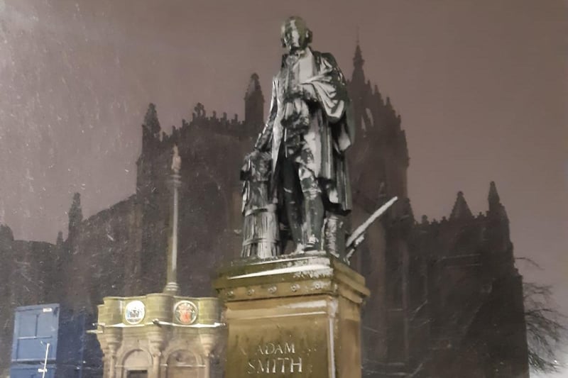 The Adam Smith statue on the Royal Mile in Edinburgh.