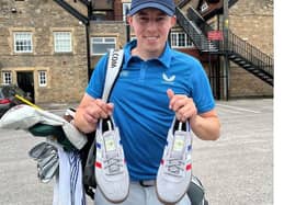 The young player - who scored an incredible victory in Massachusetts last month - was delighted to receive a pair of Adidas Handball Spezial upgraded by Phil Ridley of Glistening Kicks.