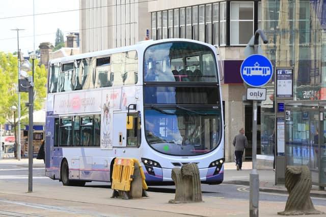First Bus on High Street in Sheffield City Centre. Picture: Chris Etchells