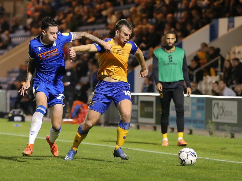 Rhys Oates is held back as he tries to make ground