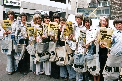 The Star and Green Un newsboys and girls ready for the new season, Aug 8th 1975. Picture: Sheffield Newspapers