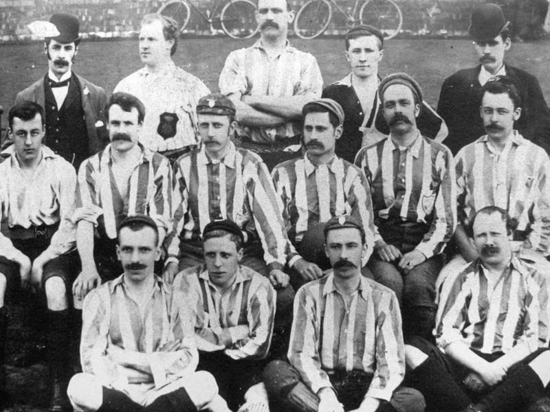 Sharrow Cycling Club Football Team, c1900 - stripes were always popular for the city's teams!