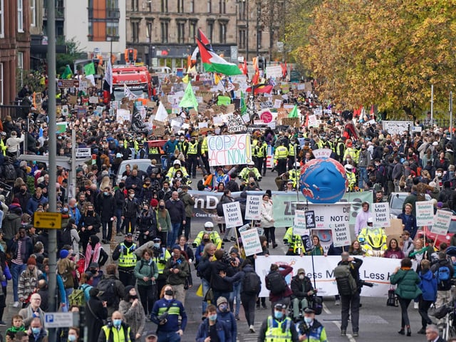 Demonstrators during the Fridays for Future Scotland march through Glasgow during the Cop26 summit in Glasgow. Picture date: Friday November 5, 2021.