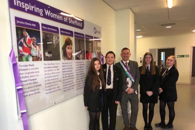 An Inspirational Women of Sheffield display was commissioned and unveiled by four Year 10 members of the Student Leadership Team; Libby Waller, Luna Dolan, Ellie Cutts and Rahima Smikil.