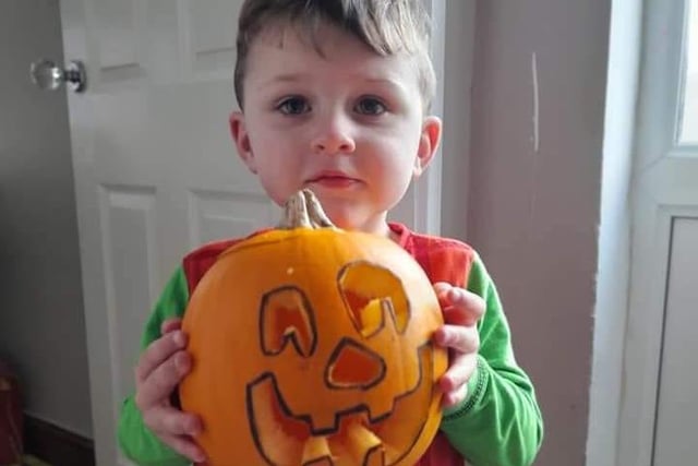 Kelly Widdowson shared this photo of Connor aged three with his pumpkin.