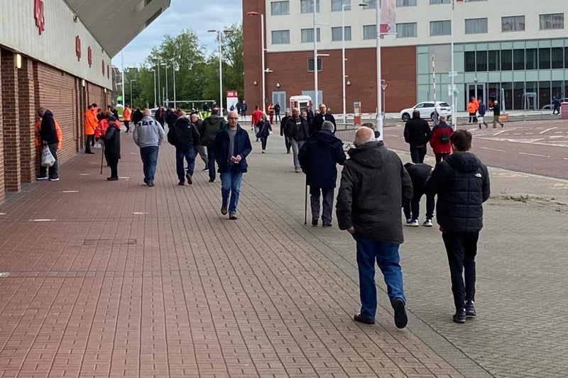 Supporters outside the Stadium of Light ahead of the turnstiles opening.
