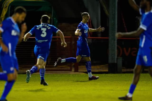 Chesterfield's Jordan Cropper celebrates his equaliser to make it 2-2, but Town conceded another late winner.