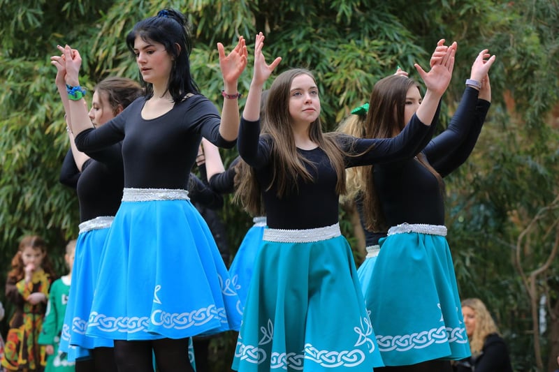 Irish dancing in the Winter Garden in Sheffield to celebrate St Patrick's Day in 2018