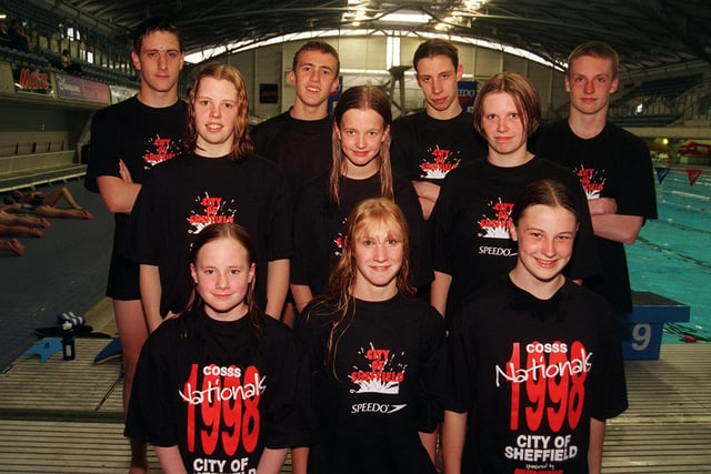 In The Swim:  City of Sheffield swimmers who qualified for the National age group qualifiers in Leeds back in 1998
Front row, from left: Alex O'Neill, Katie Gascoigne, Kim Hedger, middle row: Melanie Trickett, Emma Stoddard, Brooke Atherton. Back row Adam Hodson, Alex Hawley, Jon Cowie amd Ben Lack.