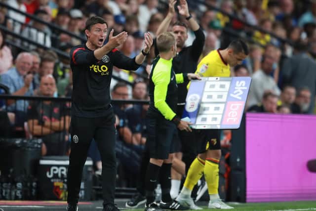 Watford, England, 1st August 2022. Paul Heckingbottom manager of Sheffield Utd during the Sky Bet Championship match at Vicarage Road, Watford. Picture credit should read: Simon Bellis / Sportimage