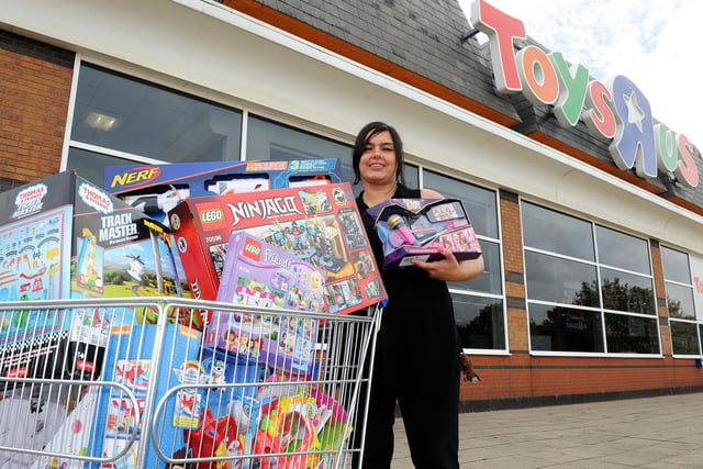 Gulshen Lee, assistant store manager at Toys R Us, in Meadowhall Retail Park, with the top toys for Christmas in 2016