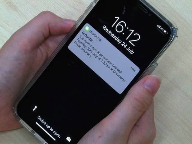 A patient receives their appointment via a text messaging service.