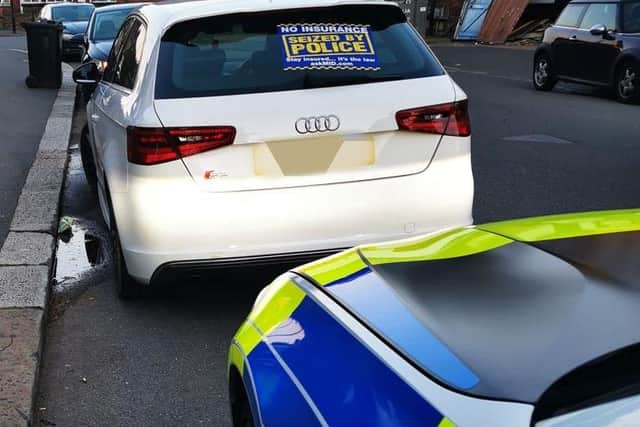 The Audi pulled over by South Yorkshire Police for having no insurance.