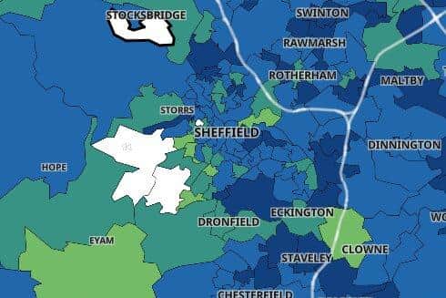 The areas in white show where three cases or less have been recorded in the past week.