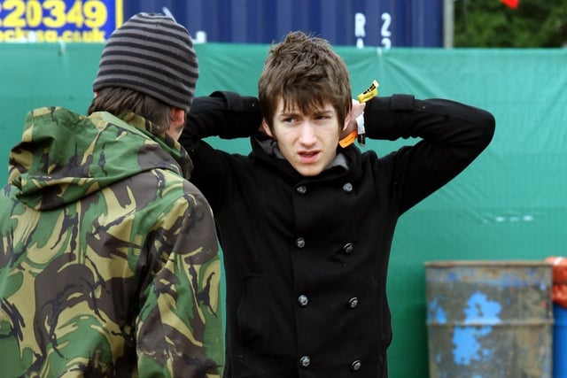 Alex Turner of The Arctic Monkeys near the Other Stage during the 2007 Glastonbury Festival