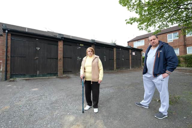 Worried residents are calling for action to deal with fears of a rat infestation around garages on Firshill Crescent in Shirecliffe. Pictured are Maureen Scott and Barry Scott from the local TARA.