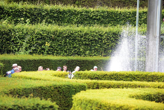 Visitors to the Serpent Garden can find water sculptures if they can make their way through the hedges.