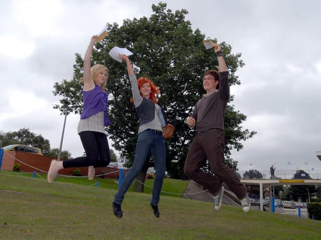 Cat Page, Dominique Gale and Sam Allen celebrated their A-level results back in 2009