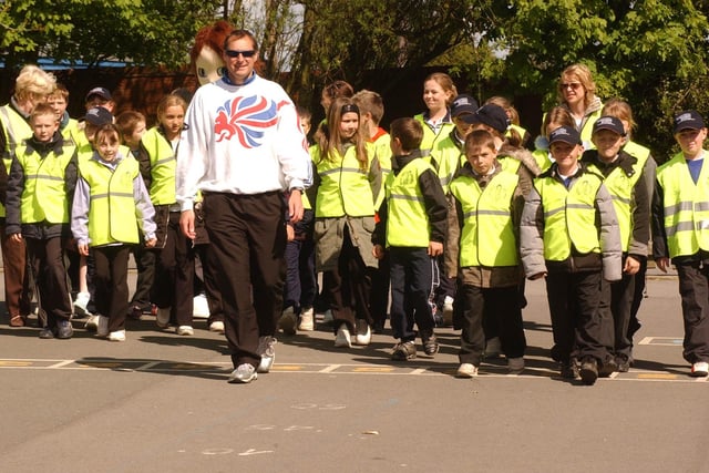 Olympic medallist Nick Gillingham was the special guest at Murton Primary School where he led these children on an initiative which encouraged children to walk to school. But were you in the picture 14 years ago?