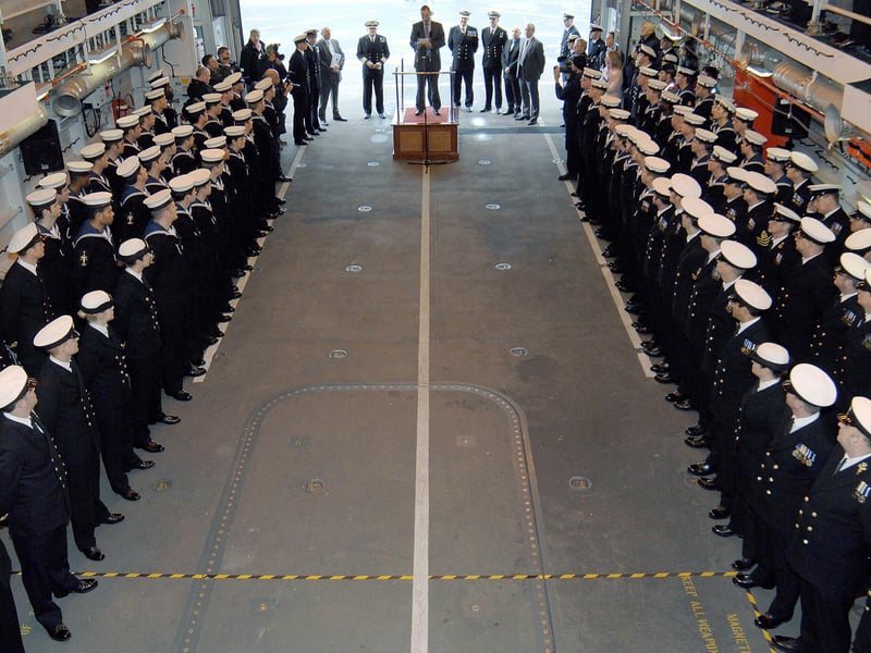 HMS Dauntless - the second of six new formidable air defence warships - was handed over to the Ministry Of Defence at a ceremony in Portsmouth today.
HMS Dauntless was launched from BAE Systems’ Govan shipyard in Glasgow on January 23 2007. After extensive sea trials she made her first entry into her home port of Portsmouth yesterday (December 2). She follows HMS Daring – the Royal Navy’s first Type 45 destroyer – which arrived in Portsmouth in January this year.