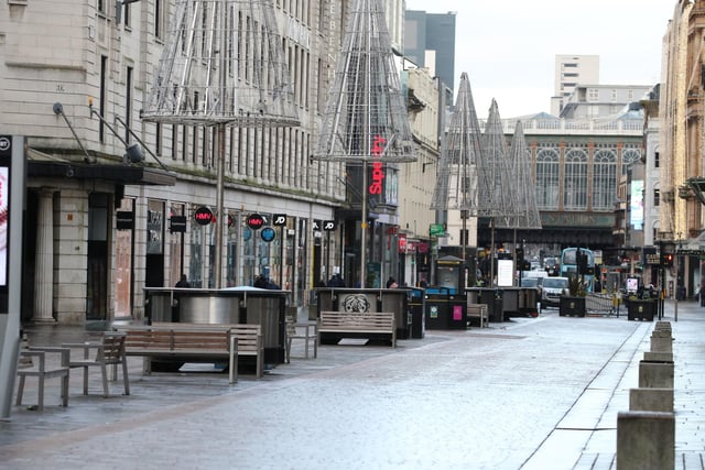 Argyll street in Glasgow, the morning after stricter lockdown measures