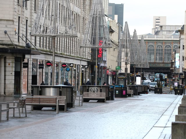 Argyll street in Glasgow, the morning after stricter lockdown measures