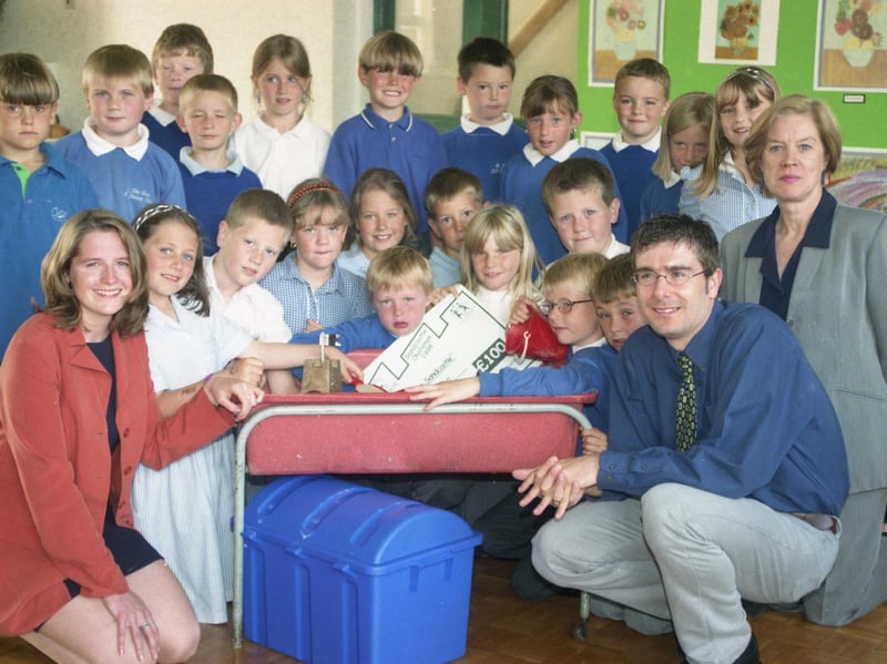 Children from St John Bosco School who won a sandcastle competition in 1998.