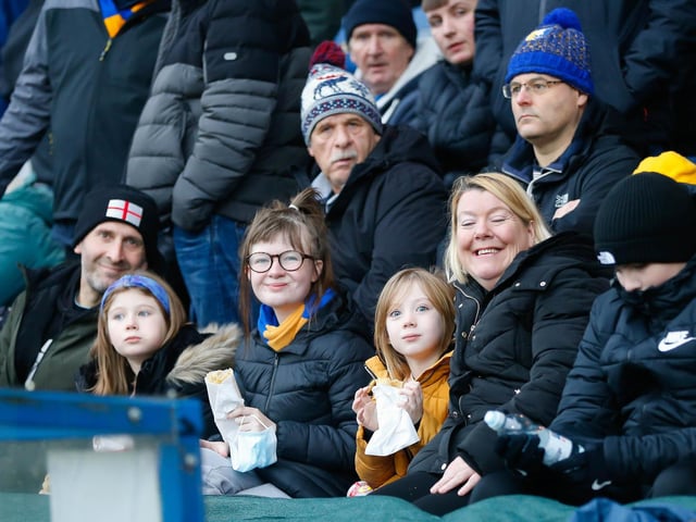 Stags fans at the One Call stadium for the match against Salford City.
