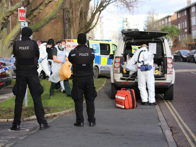 Police in Buckland near Pickwick House in Portsmouth on January 11, 2021. Picture: Habibur Rahman