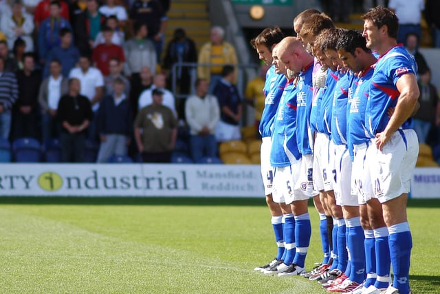 Chesterfield players during the one minute's silence while The Last Post is played in September 2007 at Field Mill.