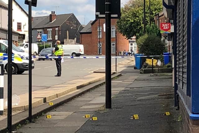 A police cordon on Abbeydale Road after a dog was shot in the early hours of Friday, 24 July.