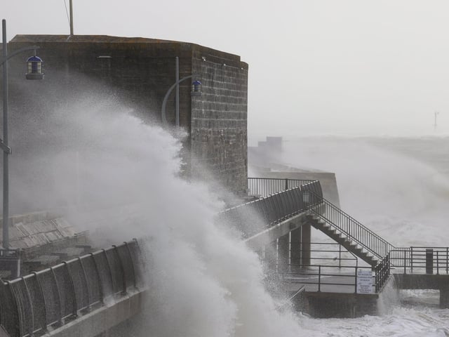 Old Portsmouth saw large waves crashing against the Hot Walls. Photos by Alex Shute