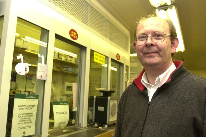 Bill Murphy  pictured in the Park Grange Drive Post Office in 2002
