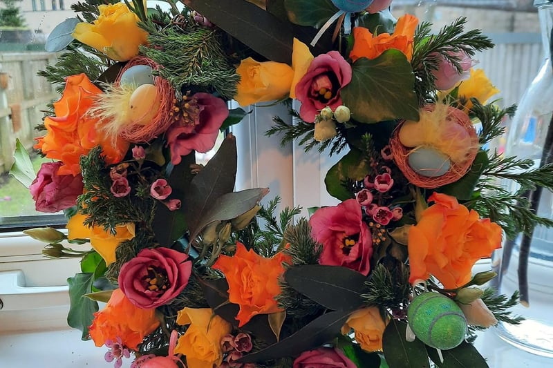 Susan Cameron shared a picture of her colourful spring wreath.