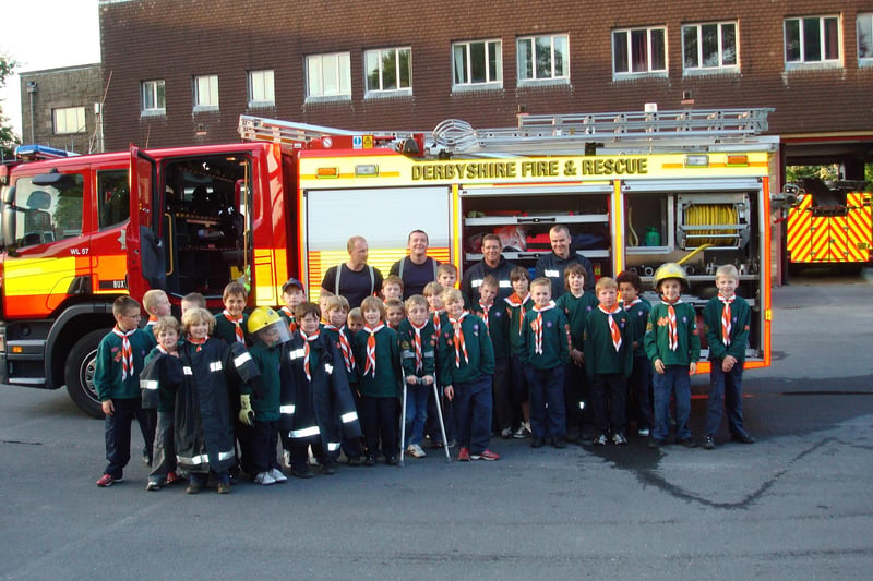 Cubs from the 3rd Buxton Scout Group during their visit to Buxton Fire station in 2008