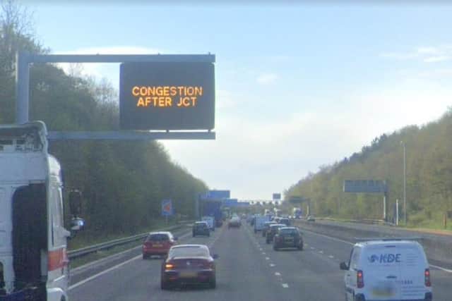 There are three mile tailbacks on the M1 near Sheffield this afternoon
