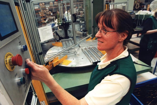 A Schott operative uses the new equipment recently installed at the Doncaster factory in 2001